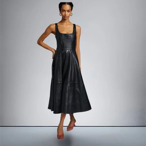 Avec Les Filles Dresses & Skirts - Avec Les Filles for Anthropologie faux leather flare midi dress large